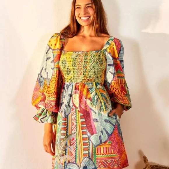 FARM Rio Dresses & Skirts - FARM Rio by Anthropologie Summer Tapestry Mini Dress Size Small